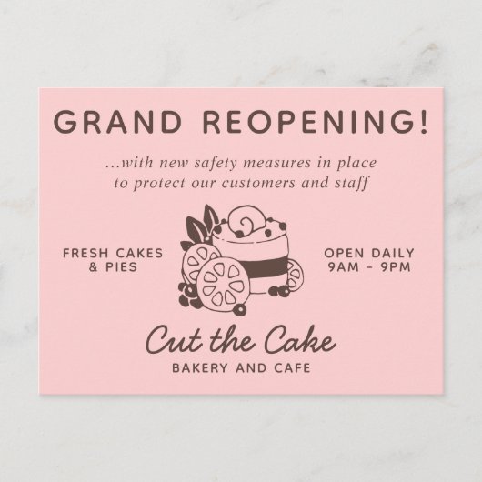 Cake Logo Bakery Business Grand ReOpening Briefkaart (Voorkant)