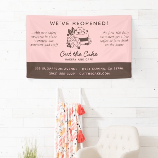 Cake Logo bakery Business ReOpening Spandoek (Insitu)