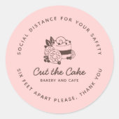 Cake Logo bakery Business Social Distance Ronde Sticker (Voorkant)