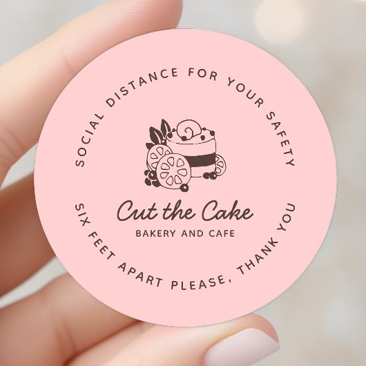 Cake Logo bakery Business Social Distance Ronde Sticker