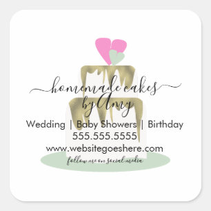 Cake Logo Bakkerij Bedrijfsmarketing Vierkante Sticker