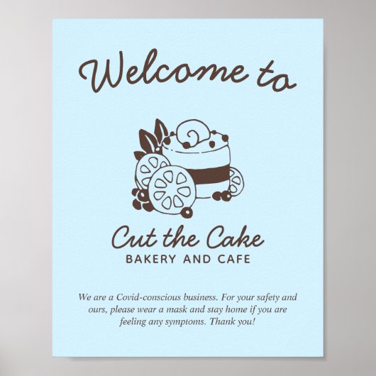 Cake Logo bakkerij Covid Safety Welkom Poster (Voorkant)