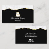 Cake Logo bakkerij Pastry Chef Trendy Black & Gold Visitekaartje (Voorkant / Achterkant)