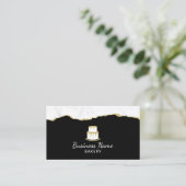 Cake Logo bakkerij Pastry Chef Trendy Black & Gold Visitekaartje (Staand voorkant)