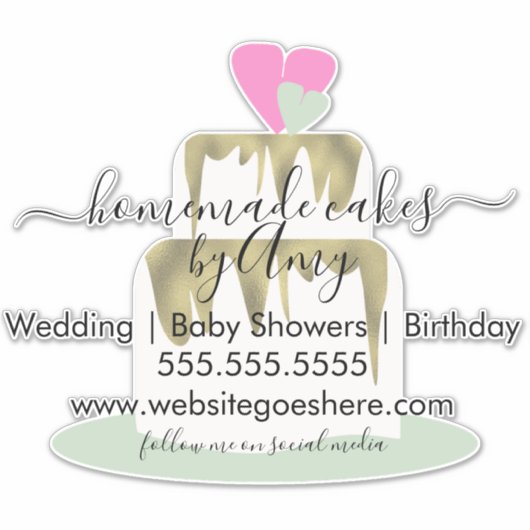 Cake Logo Bakkerij Zakelijke Marketing Auto Decal Sticker (Voorkant)