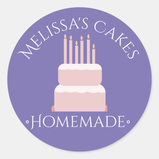 Cake Logo Roze Stickers Thuis Bakkerij  (Voorkant)