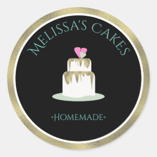 Cake Logo Stickers Zelfgemaakte Bakkerij Bruiloft 