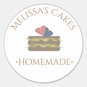 Cake Logo Stickers Zelfgemaakte Bakkerij Faux Gold