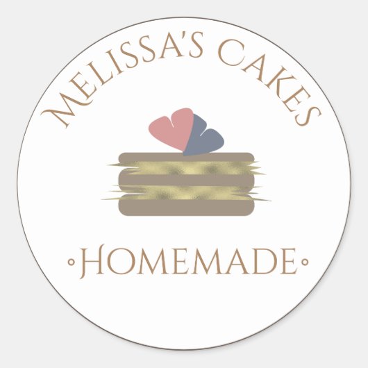 Cake Logo Stickers Zelfgemaakte Bakkerij Faux Gold (Voorkant)