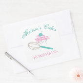 Cake Logo Whisk zelfgemaakte bakkerij krijtbord Vierkante Sticker (Envelop)