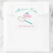 Cake Logo Whisk zelfgemaakte bakkerij krijtbord Vierkante Sticker (Tas)