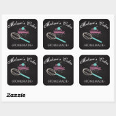 Cake Logo Whisk zelfgemaakte bakkerij krijtbord Vierkante Sticker (Vel)