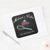 Cake Logo Whisk zelfgemaakte bakkerij krijtbord Vierkante Sticker (Envelop)