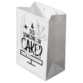 Cake Lover Quote Minimal Black Typography White Medium Cadeauzakje (Achterkant Gekanteld)