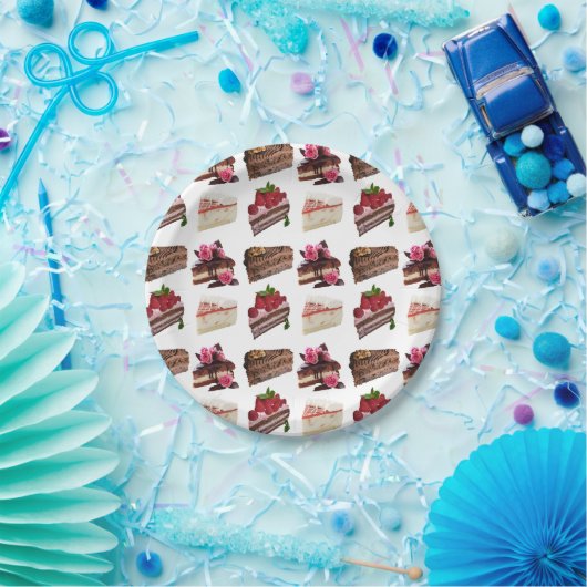 Cake Lovers Delicious Desserts Pattern Papieren Bordje (Feest)
