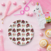 Cake Lovers Delicious Desserts Pattern Papieren Bordje (Feest)