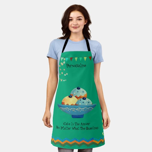 Cake Lovers Quote Bunting Hearts Stars Green Schort (Gedragen)