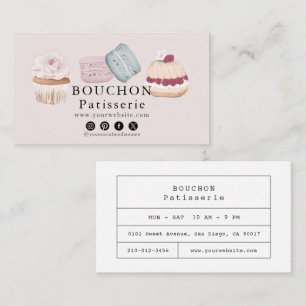 Cake Macaron Cupcake Roze Social Media Bakkerij  Visitekaartje
