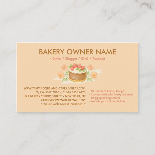 Cake Maker Cookies Event Bakkerij Cafés Visitekaartje (Achterkant)