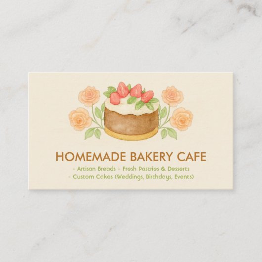 Cake Maker Cookies Floral Bakkerij Cafés Visitekaartje (Voorkant)
