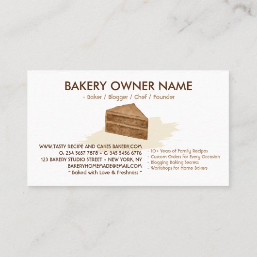 Cake Maker Cookies Trouwverjaardag Bakkerij Minima Visitekaartje (Achterkant)