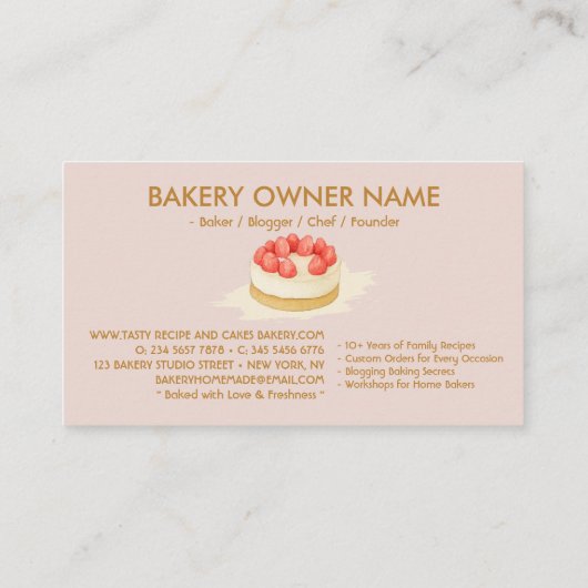 Cake Maker Cookies Wedding Bakkerij Minimal Visitekaartje (Achterkant)