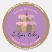 Cake met roze Frosting Cherry zelfgemaakte bakkeri Ronde Sticker (Voorkant)