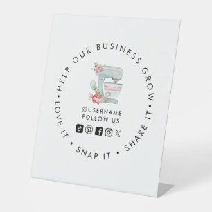 Cake mixer Bakery Social media volgen Reclamebord Met Voetstuk