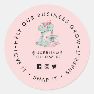  Cake mixer Bakery Sociale media volgen Ronde Sticker