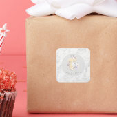 Cake Mixer Bakkerij Bloemen Marmer Grijs Aquarel Vierkante Sticker