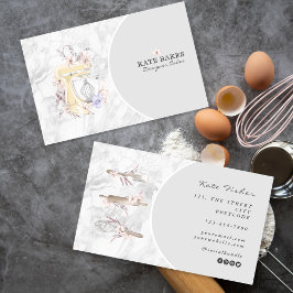 Cake Mixer Bakkerij Bloemen Marmer Grijs Visitekaa Visitekaartje