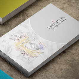 Cake Mixer Bakkerij Bloemen Marmer Grijs Visitekaa Visitekaartje