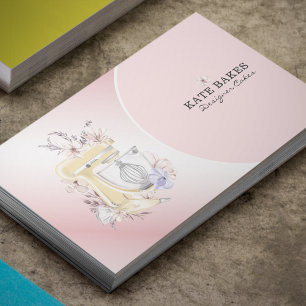 Cake Mixer Bakkerij Blozende Roze Zakelijke Kaart Visitekaartje