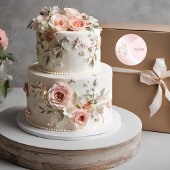 Cake Mixer Bakkerij Floral Blush Roze Visitekaartj Ronde Sticker