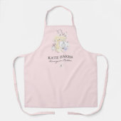 Cake Mixer Bakkerij Floral Blush Roze Visitekaartj Schort (Voorkant)