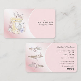 Cake Mixer Bakkerij Floral Blush Roze Visitekaartj Visitekaartje