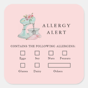 Cake mixer Bakkerij Voedselveiligheid Allergie Ale Vierkante Sticker