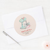 Cake mixer "Bked with love" bleke roze bakkerijen Ronde Sticker (Envelop)
