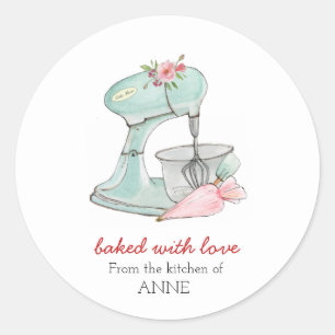 Cake mixer "Bked with love" Ronde Sticker