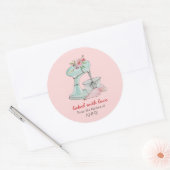 Cake mixer "Bked with love" roze Ronde Sticker (Envelop)