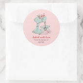 Cake mixer "Bked with love" roze Ronde Sticker (Tas)