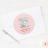 Cake mixer "Bked with love" roze Ronde Sticker (Envelop)
