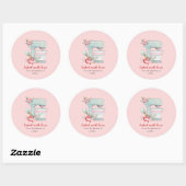 Cake mixer "Bked with love" roze Ronde Sticker (Vel)