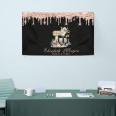 Cake Mixer Flowers Roos Gold Drips Bakkerij Zwart Spandoek (Beurs)