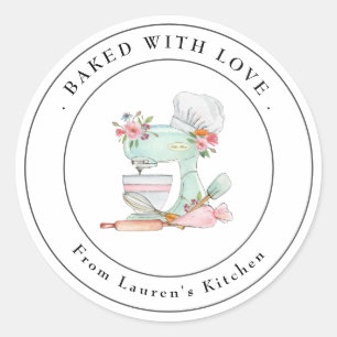  Cake mixer Gebakken met liefde bakken  Ronde Sticker