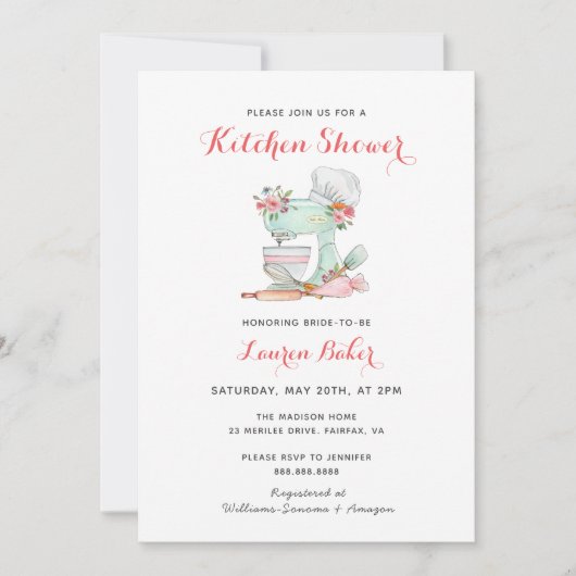 Cake mixer Keuken Bruidsdouche Uitnodiging (Voorkant)