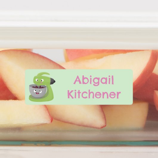 Cake mixer keukenapparaat cartoon gepersonaliseerd labels (Aangebracht)