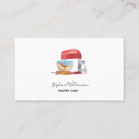 Cake Mixer Modern Waterverf Bakery Visitekaartje (Voorkant)