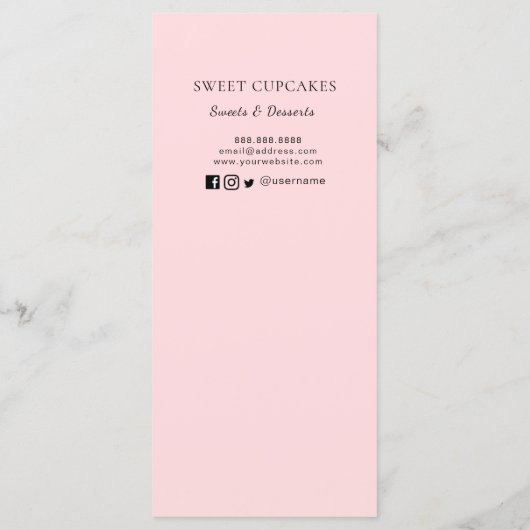 Cake Mixer Roze Bakery Menu (Achterkant)