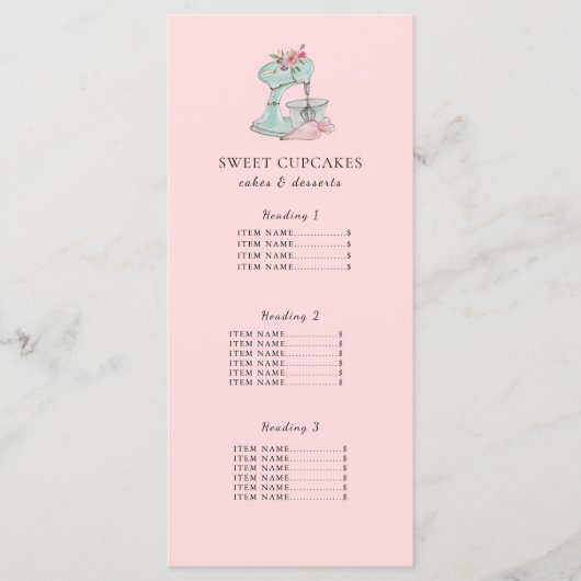 Cake Mixer Roze Bakery Menu (Voorkant)